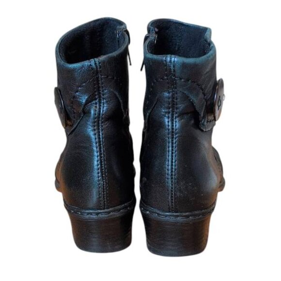 Rieker Boots Slouchy Ankle Boot in Black Leather Zip up Sides 3/4" Heel Shoes - Picture 4 of 6